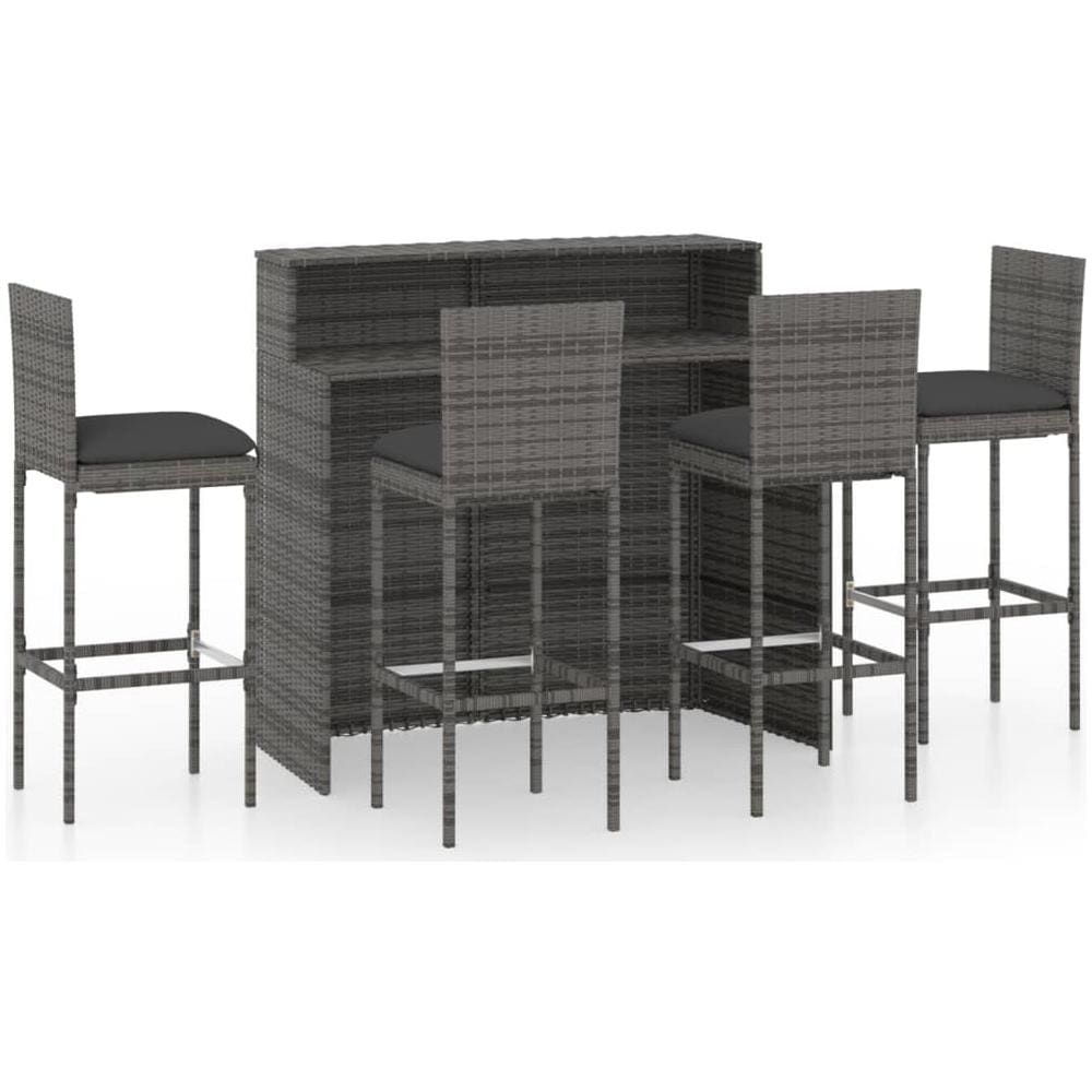 Set Bar da Giardino 5 pz con Cuscini Grigio - Foto 1