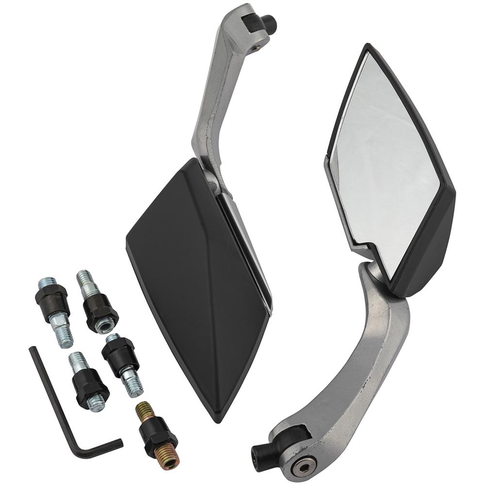 Coppia Specchietti Moto Retrovisori Specchi Scooter Custom Argento Dx+sx - Foto 4
