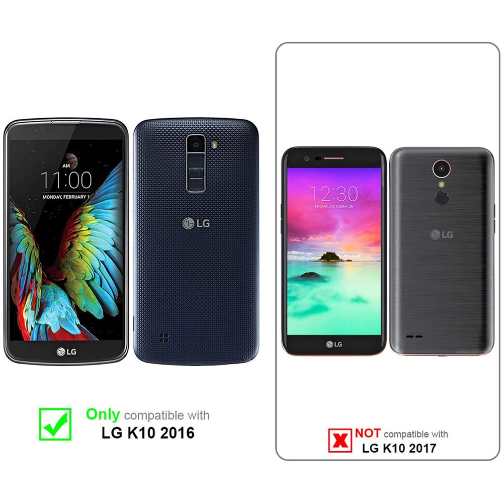 Custodia E 2x Vetro Di Protezione Temperato Compatibile Con Lg K10 2016 In Transparente - Coperchio Protettivo Ibrido Con Bordo In Silicone Tpu E Retro In Vetro Acrilico - Foto 2