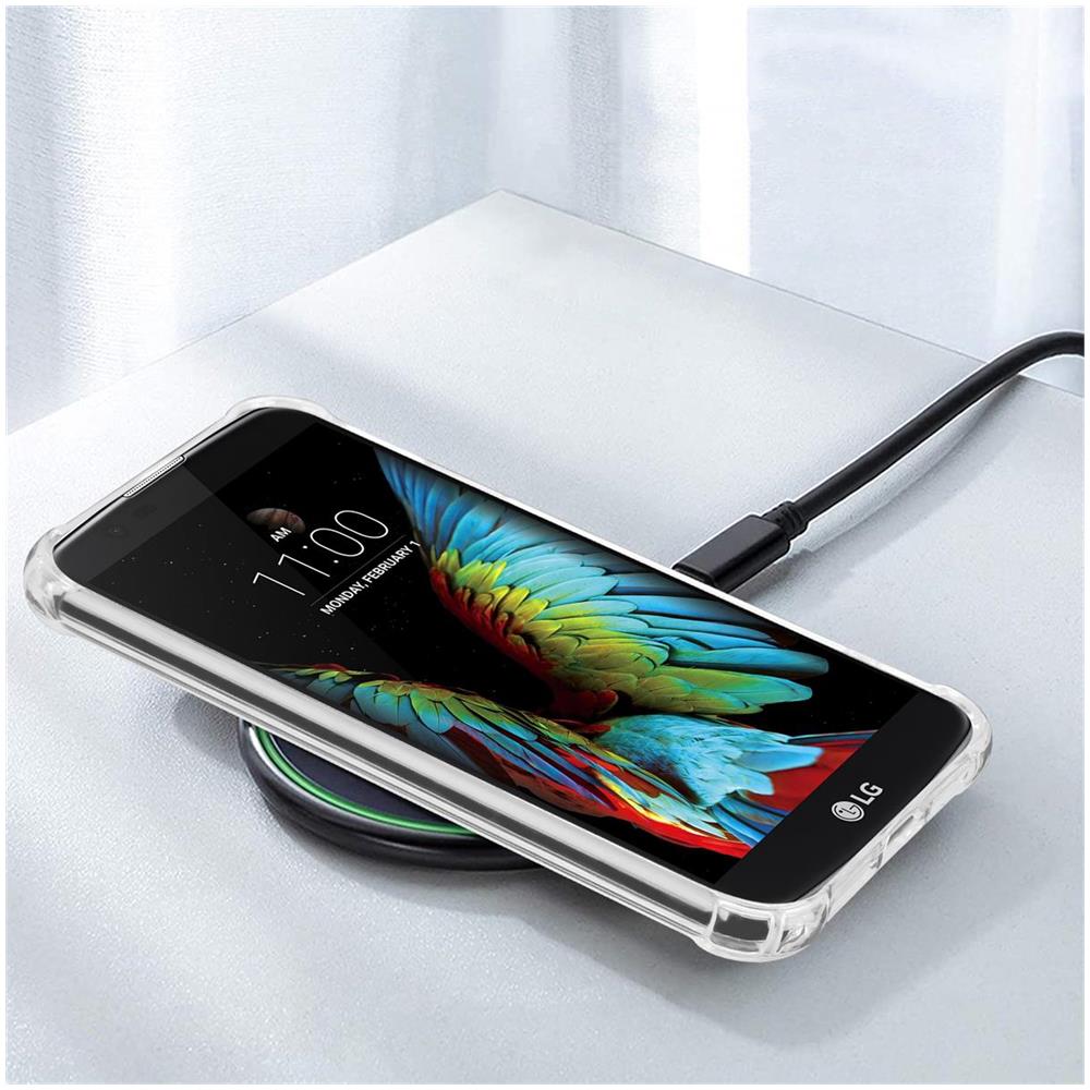 Custodia E 2x Vetro Di Protezione Temperato Compatibile Con Lg K10 2016 In Transparente - Coperchio Protettivo Ibrido Con Bordo In Silicone Tpu E Retro In Vetro Acrilico - Foto 7