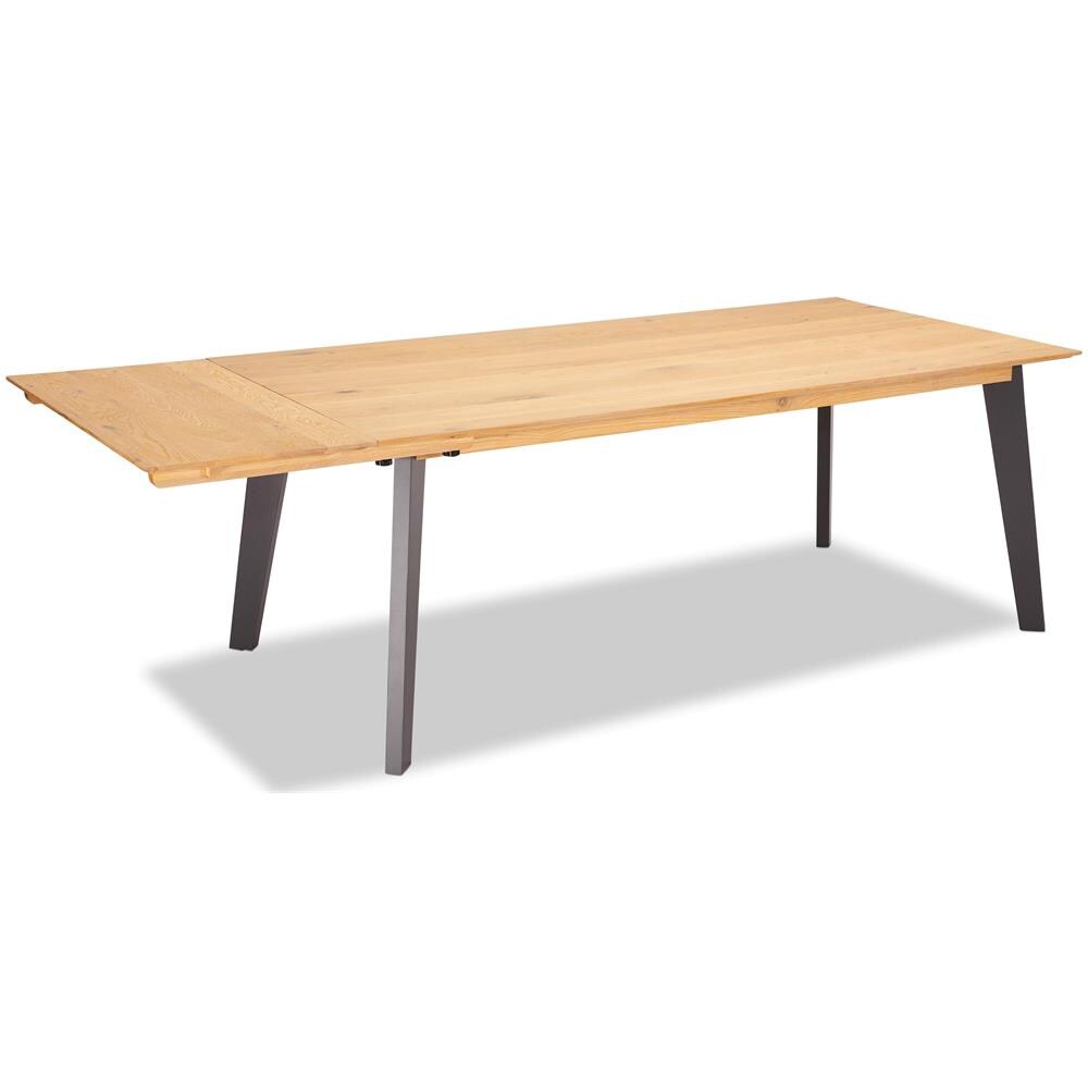 Ibbe Design Estensione Del Tavolo Da Pranzo Naturale / grigio Per Tavolo Sentosa Sentosa 100x50 Cm, In Legno Massello Di Rovere, Gambe Grigie - Foto 2