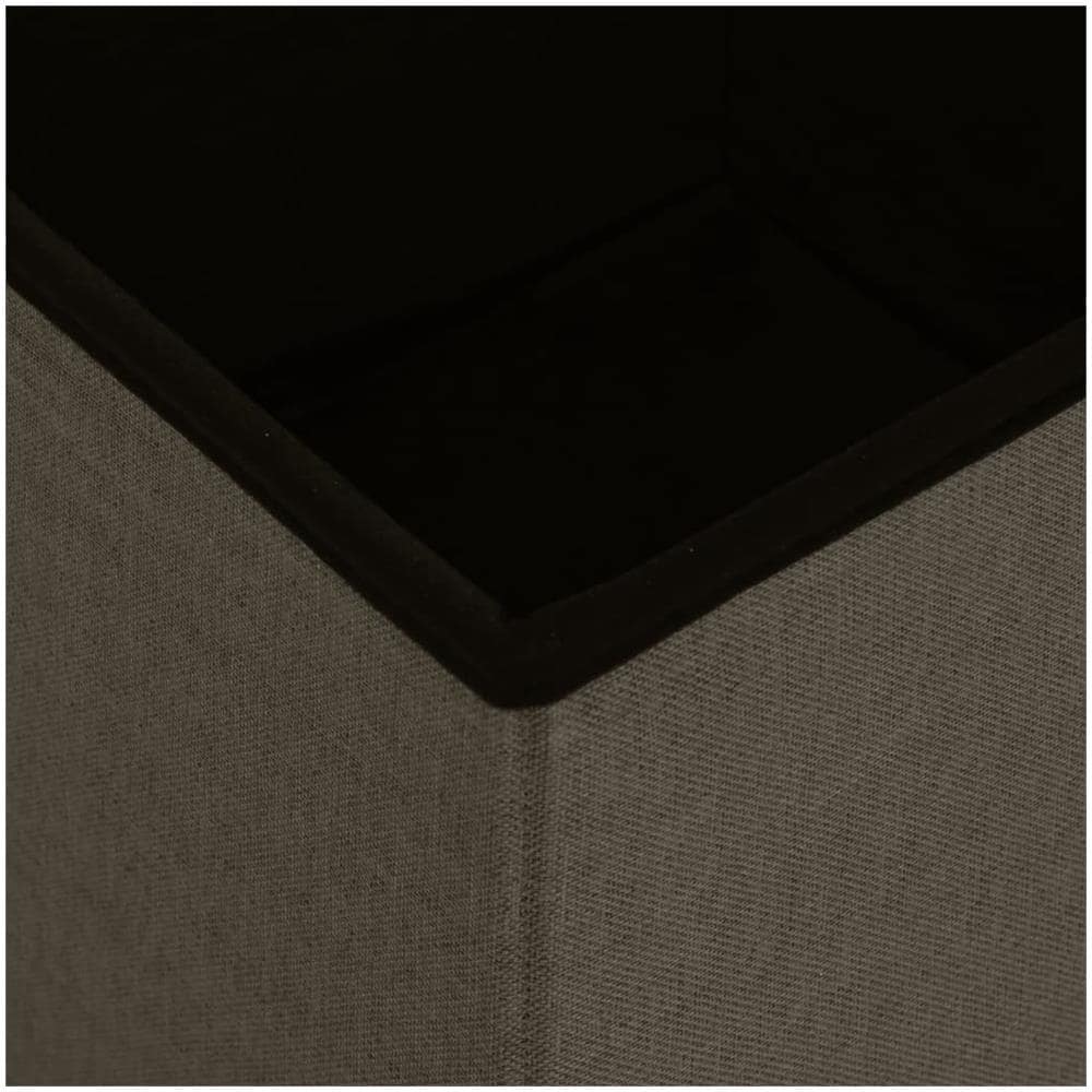 Pouf Con Contenitore Pieghevoli 2pz Marrone Scuro In Simil Lino - Foto 8