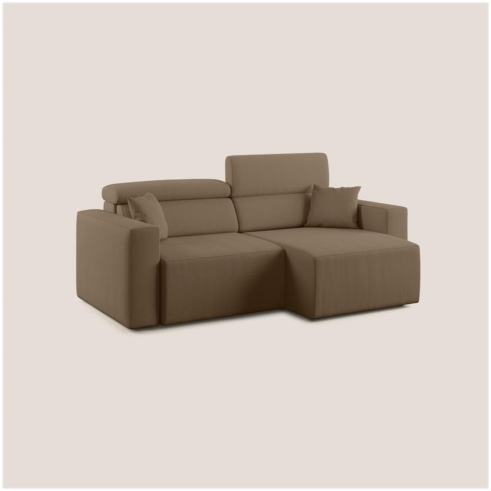 Orwell Divano Con Seduta Estraibile In Microfibra Smacchiabile T11 Marrone 180 Cm - Foto 2