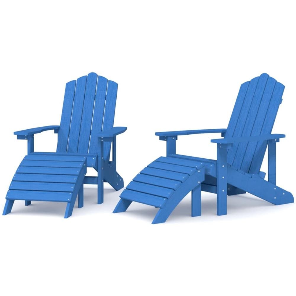 Sedie Giardino Adirondack 2 Pz Con Poggiapiedi Hdpe Blu Acqua - Foto 1