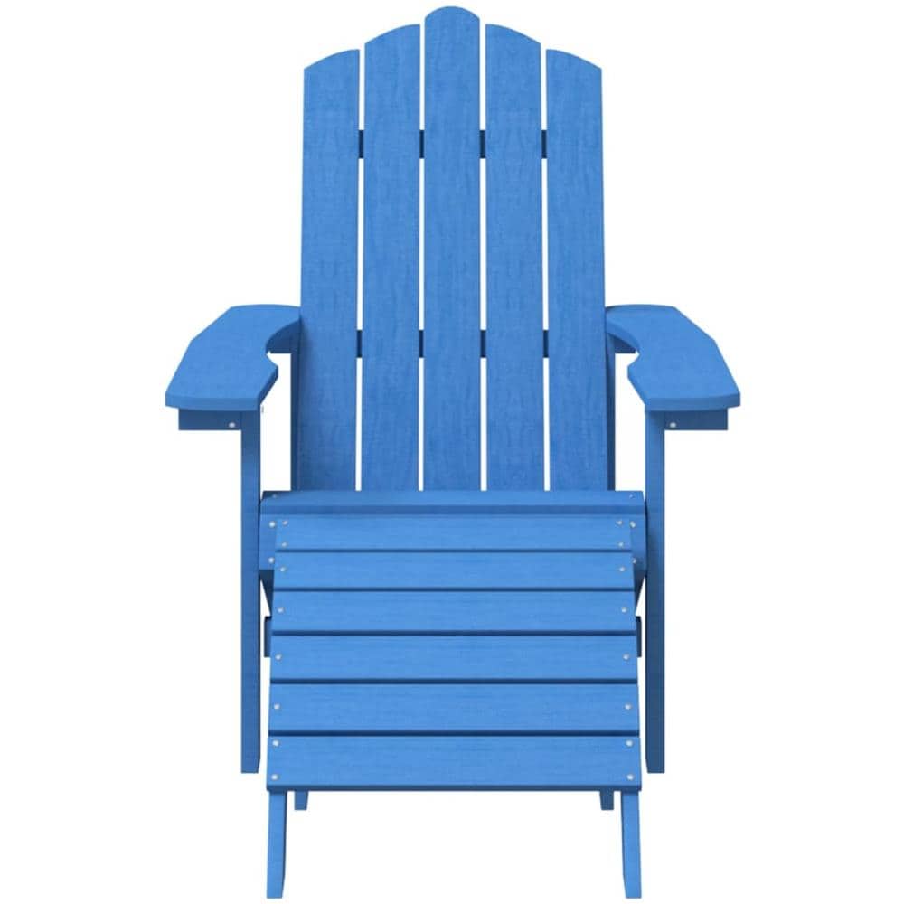 Sedie Giardino Adirondack 2 Pz Con Poggiapiedi Hdpe Blu Acqua - Foto 3