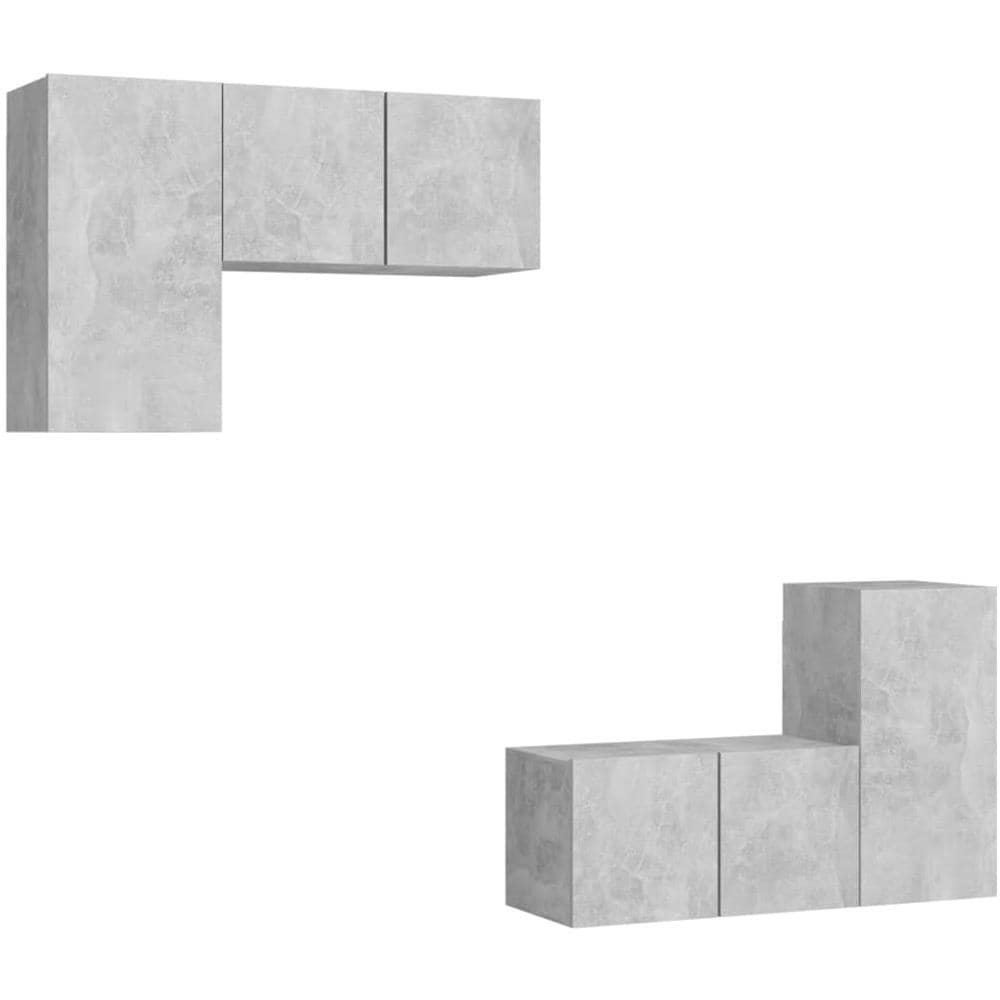 Set Mobili Tv 4 Pz Grigio Cemento In Truciolato - Foto 2