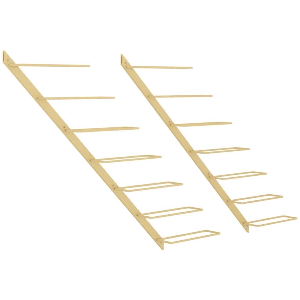 Portavini da Parete per 7 Bottiglie 2 pz Metallo Dorato - Foto 2