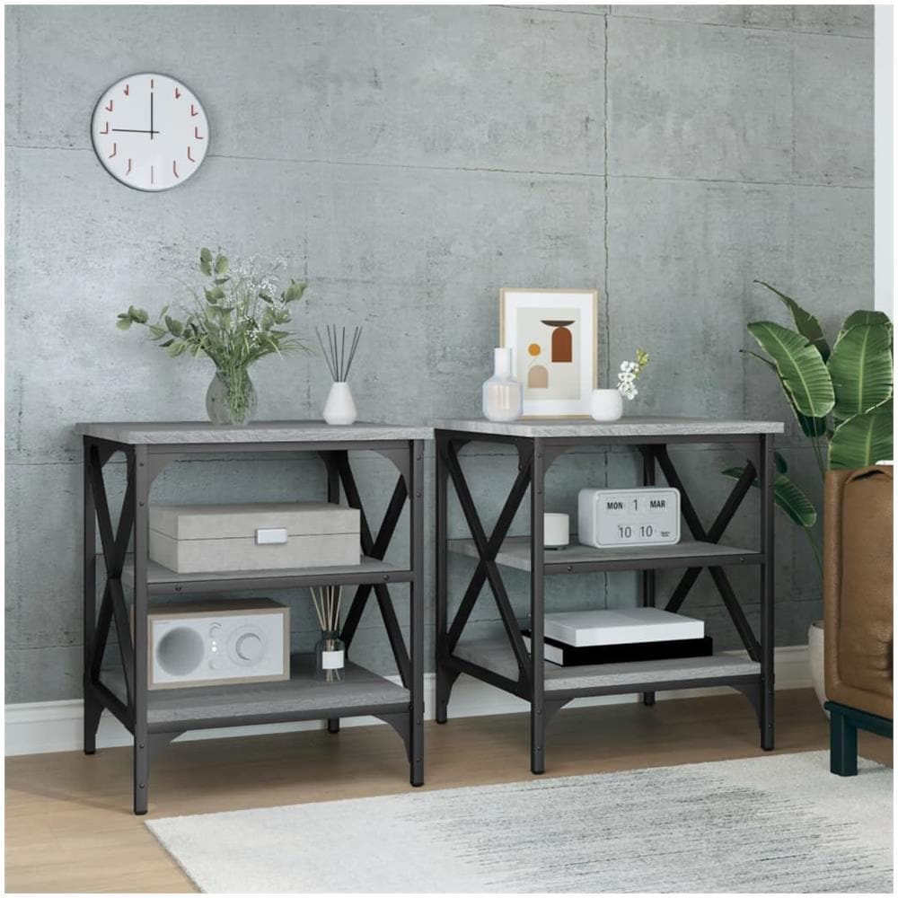 Tavolini 2 Pz Grigio Sonoma 40x42x50 Cm In Legno Multistrato - Foto 1