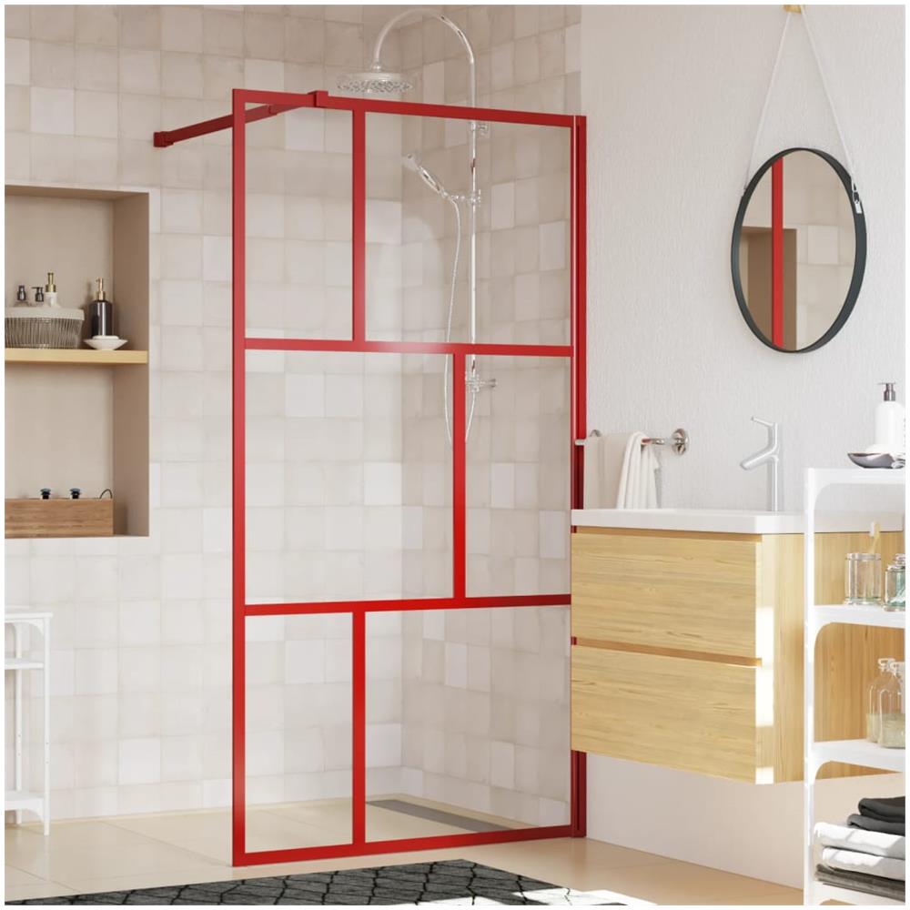 Parete Per Doccia Walk-in Vetro Trasparente Esg 115x195cm Rossa - Foto 1