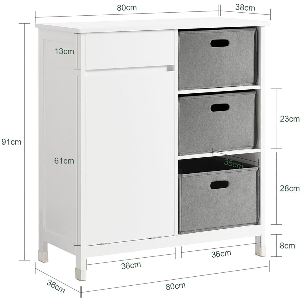Mobile Lavanderia Con Sacchi Portabiancheria Pieghevoli Mobile Da Bagno Bianco 80x38x91cm Bzr77-w - Foto 2