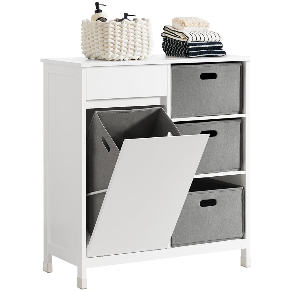 Mobile Lavanderia Con Sacchi Portabiancheria Pieghevoli Mobile Da Bagno Bianco 80x38x91cm Bzr77-w - Foto 1