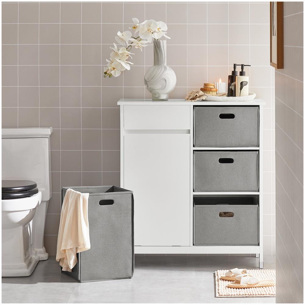 Mobile Lavanderia Con Sacchi Portabiancheria Pieghevoli Mobile Da Bagno Bianco 80x38x91cm Bzr77-w - Foto 5