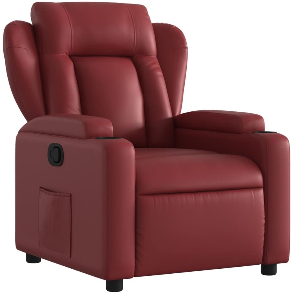 Poltrona Reclinabile Rosso Vino In Similpelle - Foto 1