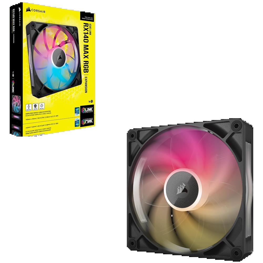 Ventola PC iCUE LINK RX140 MAX RGB Diametro 14 cm Velocità 1600 Rpm Colore Nero 1 pz - Foto 4