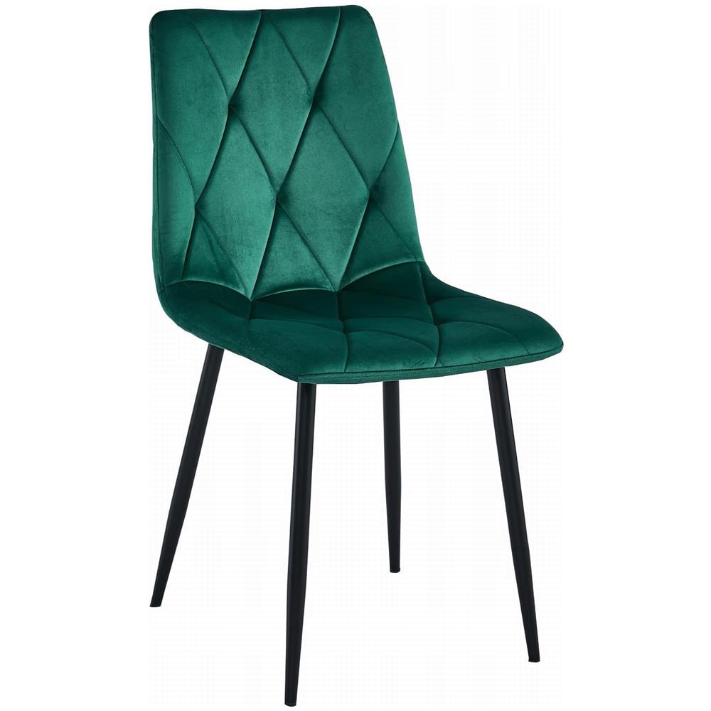 Sedia TYRA in velluto verde scuro / gambe nere x 4 - Foto 2