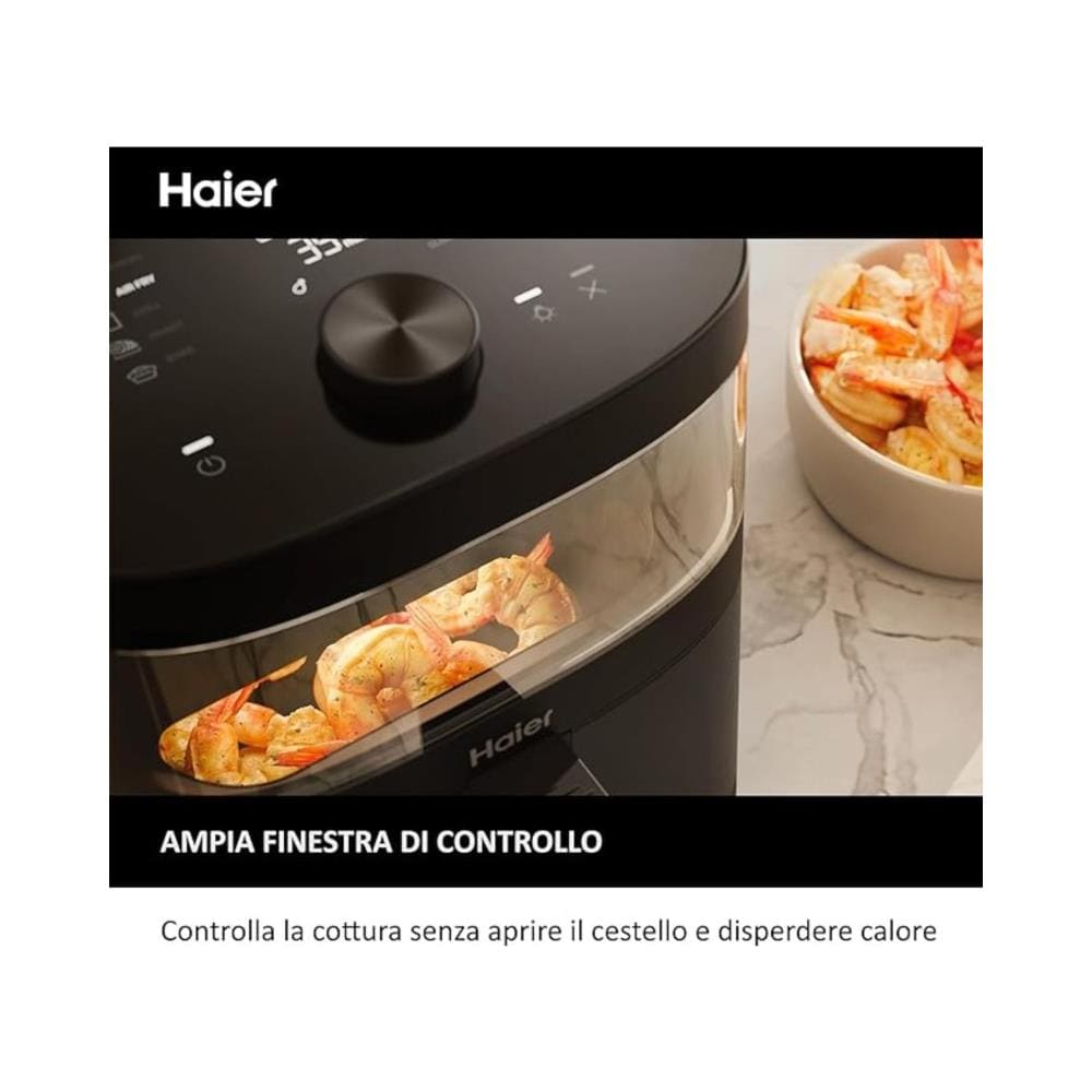 Friggitrice ad Aria 7L 2000W - HAF5TWA3 011, Cestello Estraibile, Display Digitale, Fino a 200°C, Design Compatto Nero - Foto 4