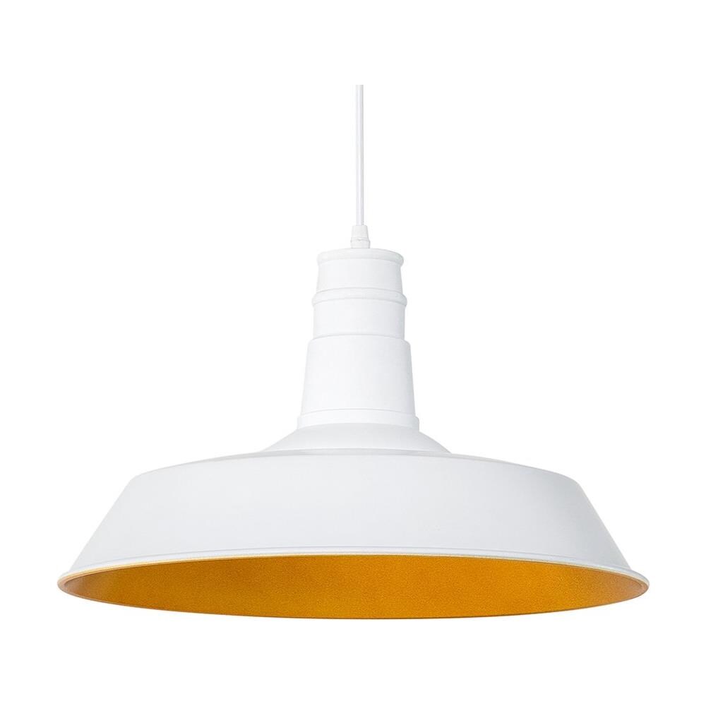 Lampada Da Soffitto Bianca Opaca E Color Oro - Bayou - Foto 1