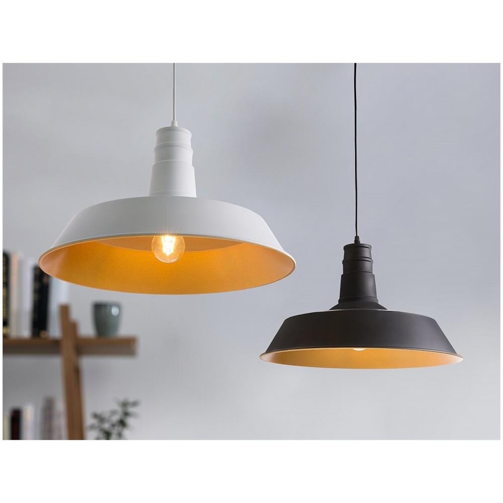 Lampada Da Soffitto Bianca Opaca E Color Oro - Bayou - Foto 2