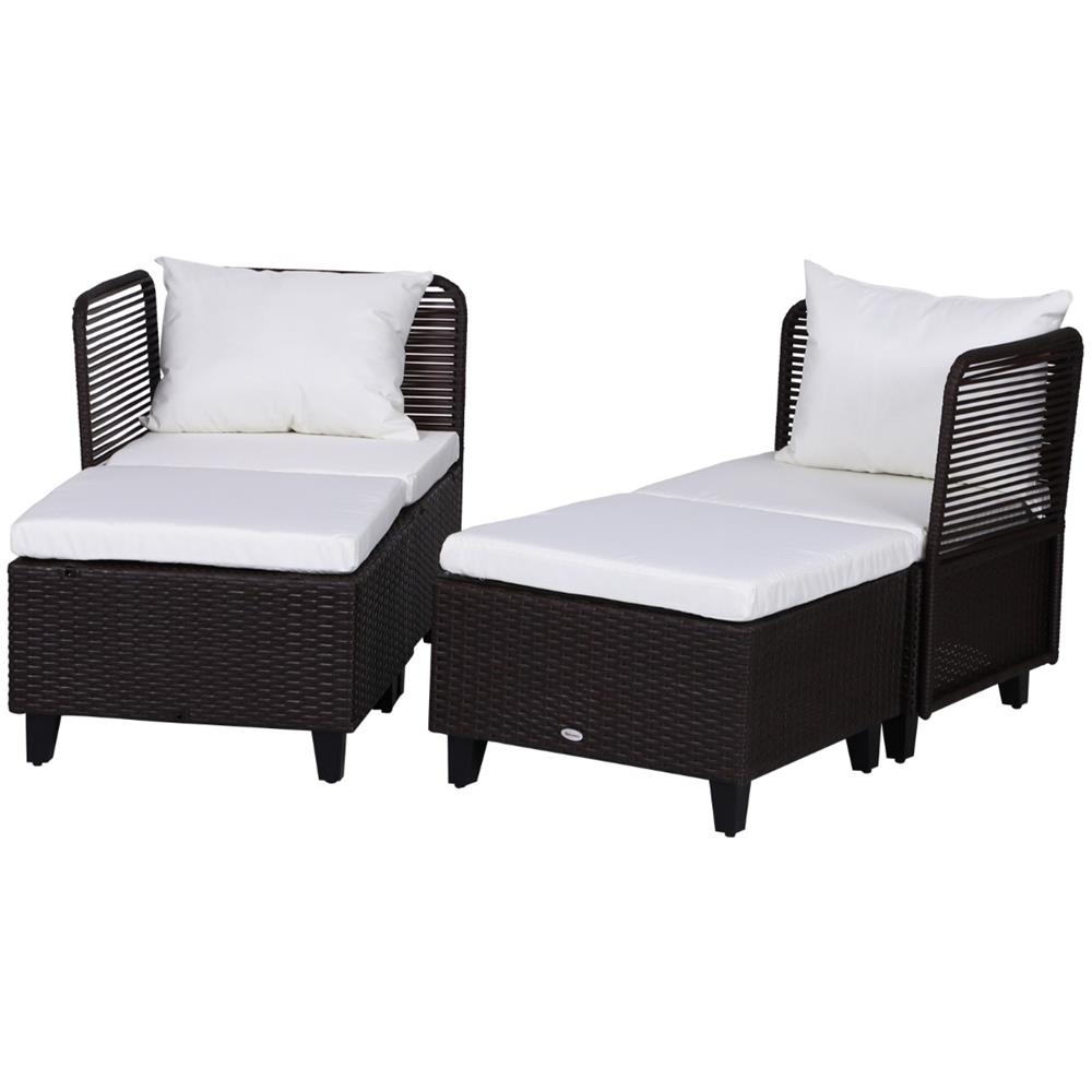 Tavolino con Cuscini 3pz Giardino Esterno Outsunny Set Mobili in Rattan Set 2 Poltrone