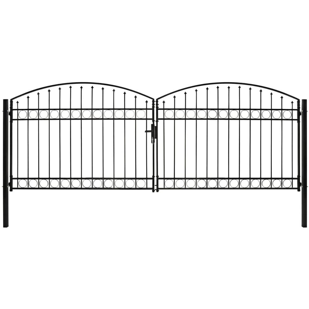 Cancello A Doppia Anta Ad Arco In Acciaio 400x150 Cm Nero - Foto 1