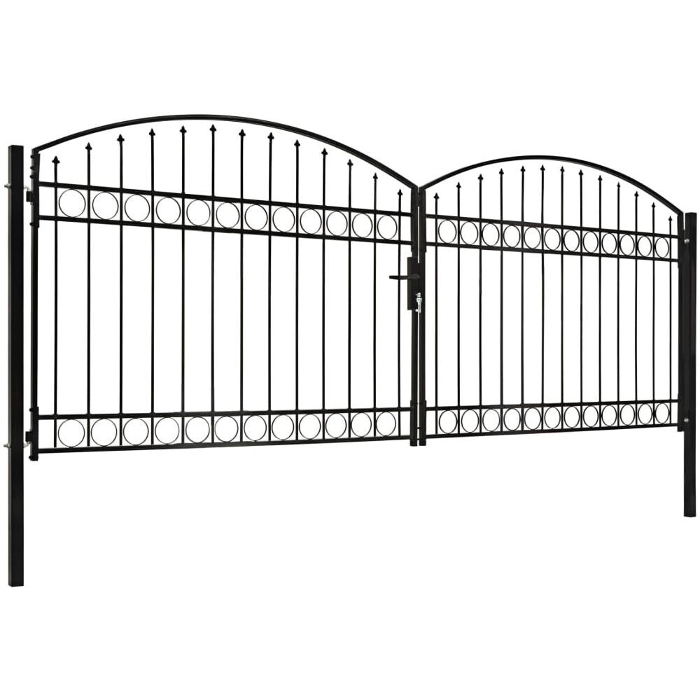 Cancello A Doppia Anta Ad Arco In Acciaio 400x150 Cm Nero - Foto 2