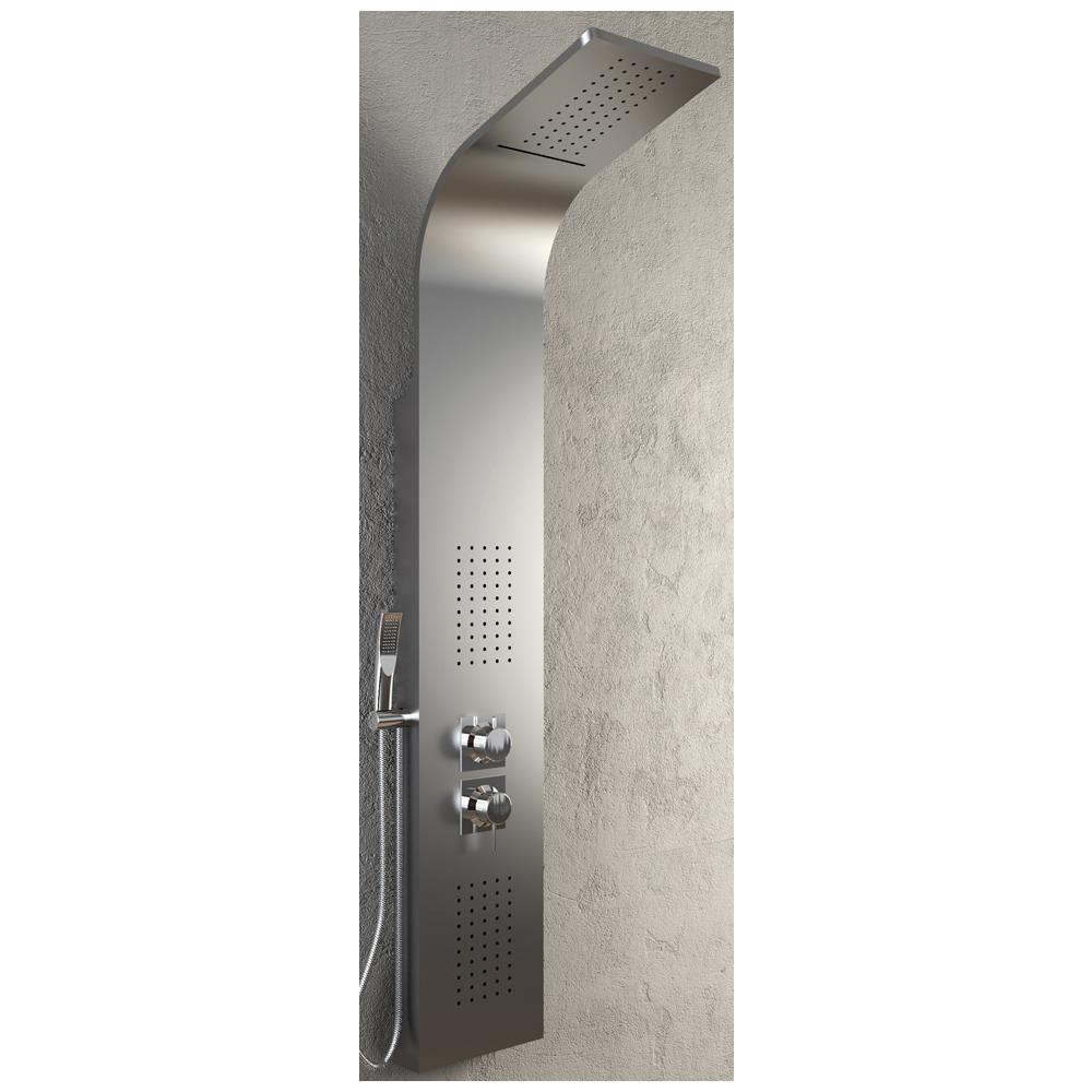 Colonna Doccia 4 Funzioni Acciaio Inox Getto A Cascata 2 Bocchette Idro Lombari L20xp44xh140 *** Finitura- : Spazzolato - Foto 1