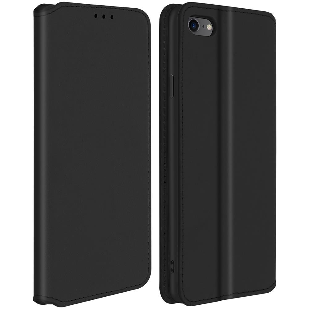 Custodia Iphone Se / 7 / 8 Portacarte Funzione Supporto Similpelle Liscia Nero - Foto 1