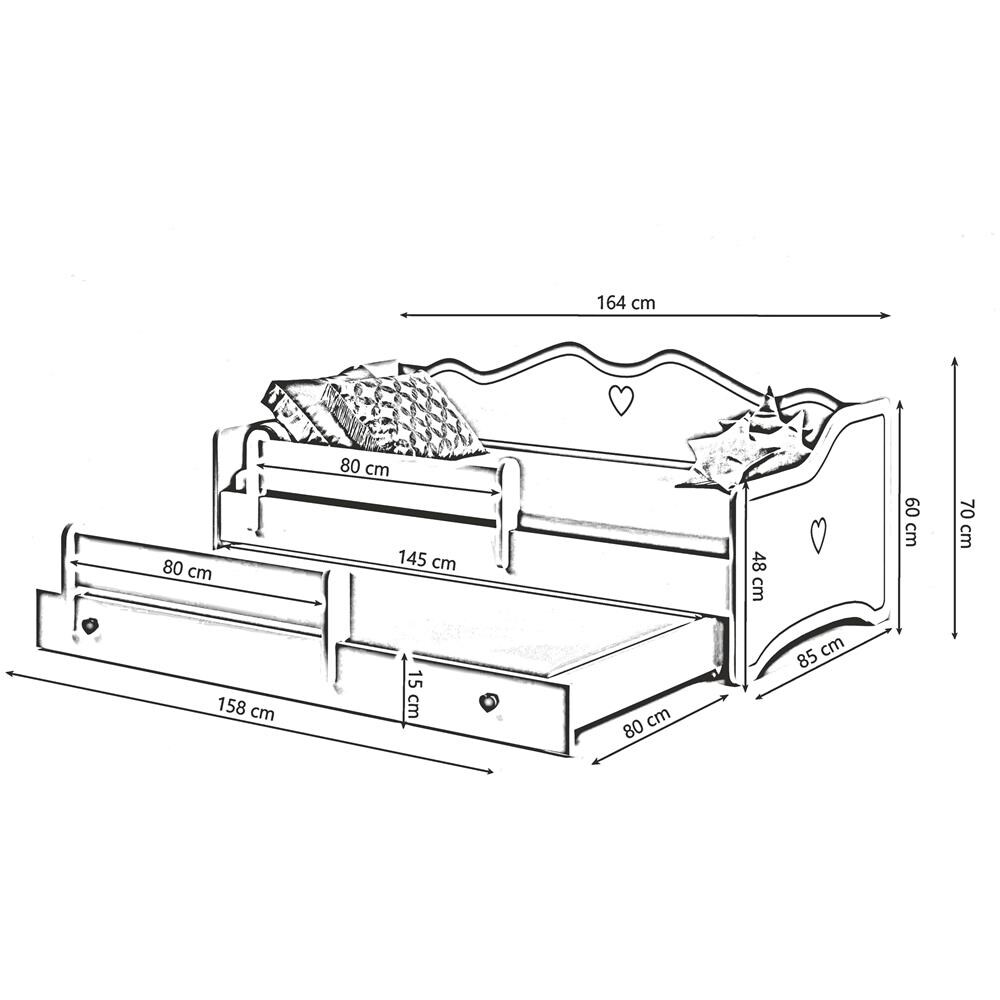 Emma Ii 160x80 Letto Matrimoniale Decorativa Per Bambini + Materassi E Giroletto - Foto 2