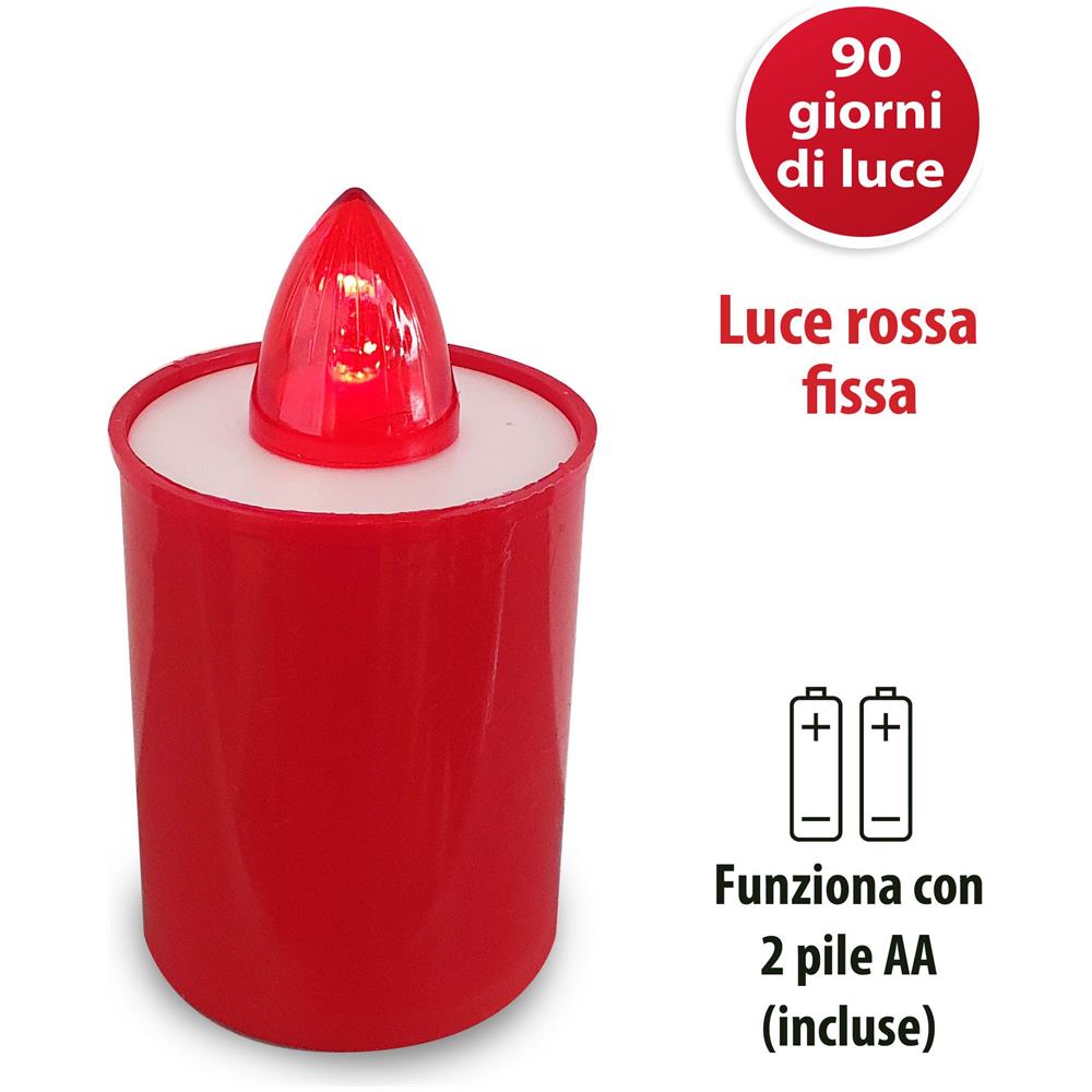 Lumino Elettrico A Led 9 Cm, Durata 90gg, Rosso Con Luce Fissa Rossa - Foto 1