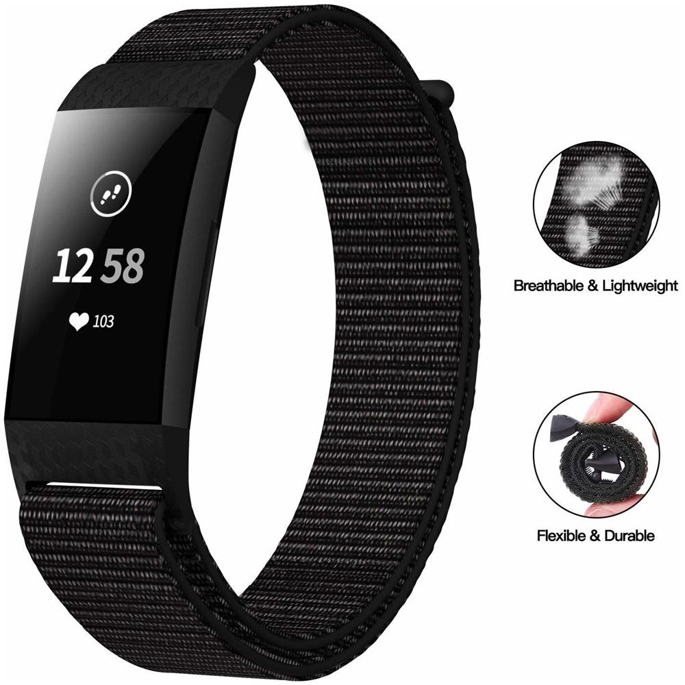 Bracciale Fitbit Charge 3/4 In Nylon Nero - Foto 2