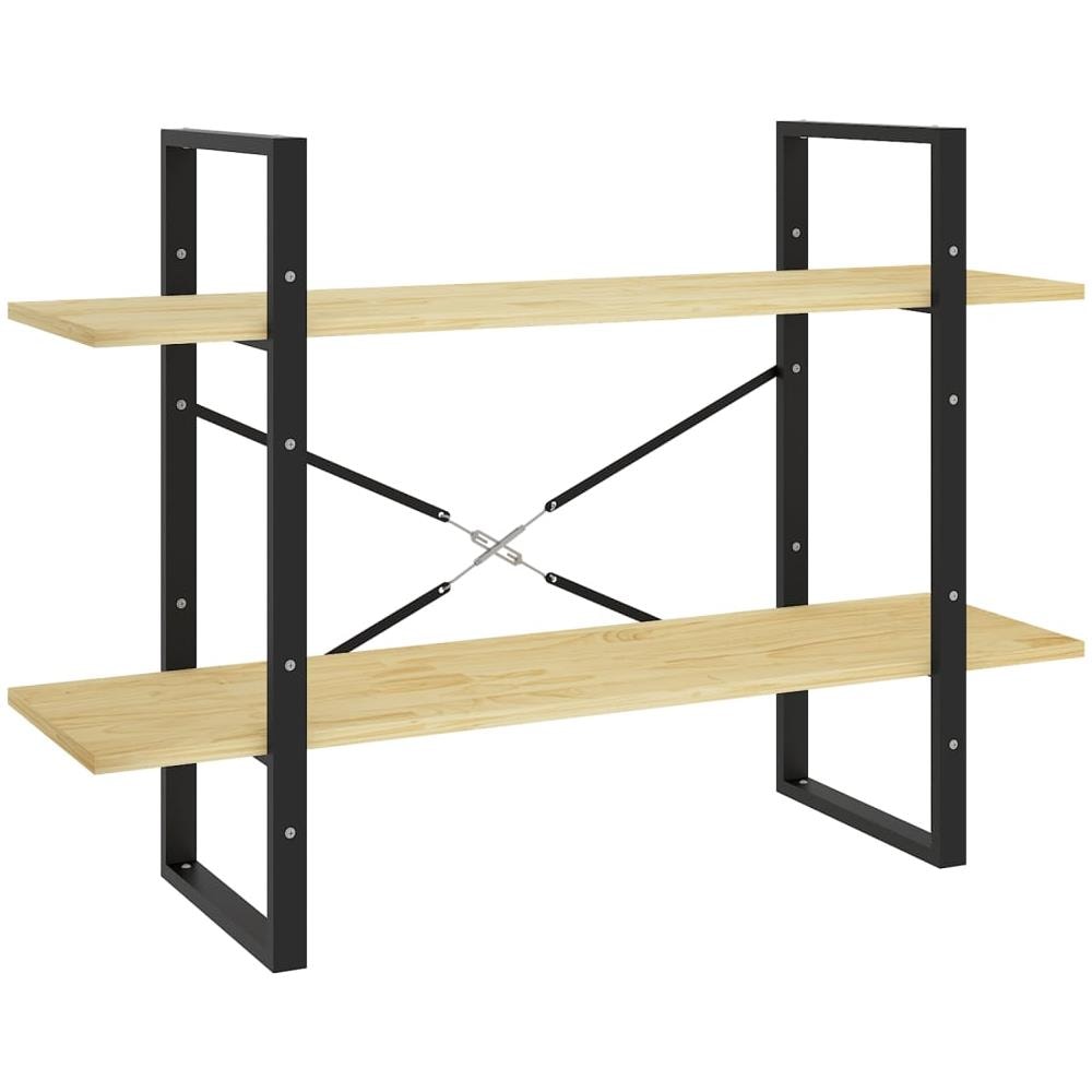 Libreria a 2 Ripiani 100x30x70 cm in Legno Massello di Pino - Foto 1