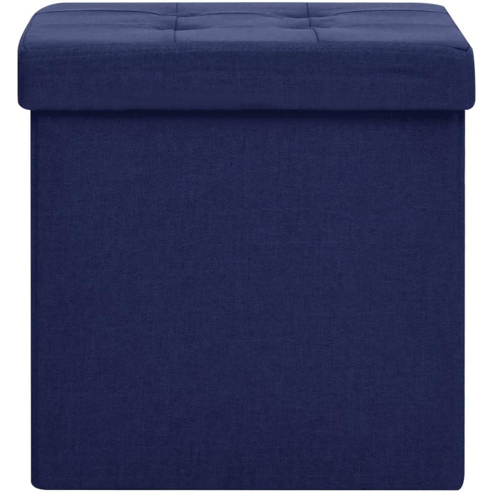 Sgabello Con Contenitore Pieghevole Blu In Simil Lino - Foto 7