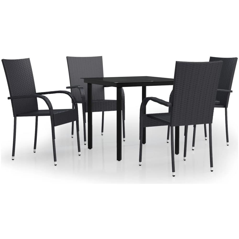 Set Mobili Da Pranzo Per Giardino 5 Pz Nero - Foto 2