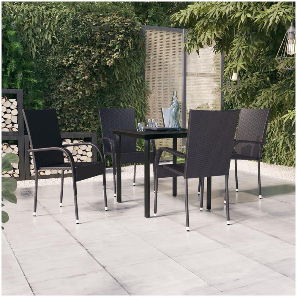 Set Mobili Da Pranzo Per Giardino 5 Pz Nero - Foto 1