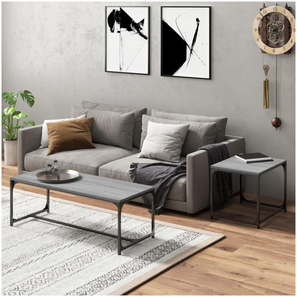 Tavolini Da Salotto 2 Pz Grigio Sonoma In Legno Multistrato - Foto 3