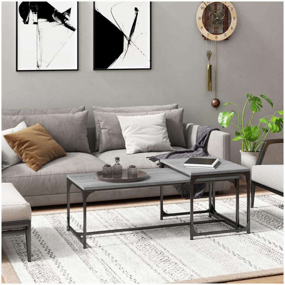 Tavolini Da Salotto 2 Pz Grigio Sonoma In Legno Multistrato - Foto 1