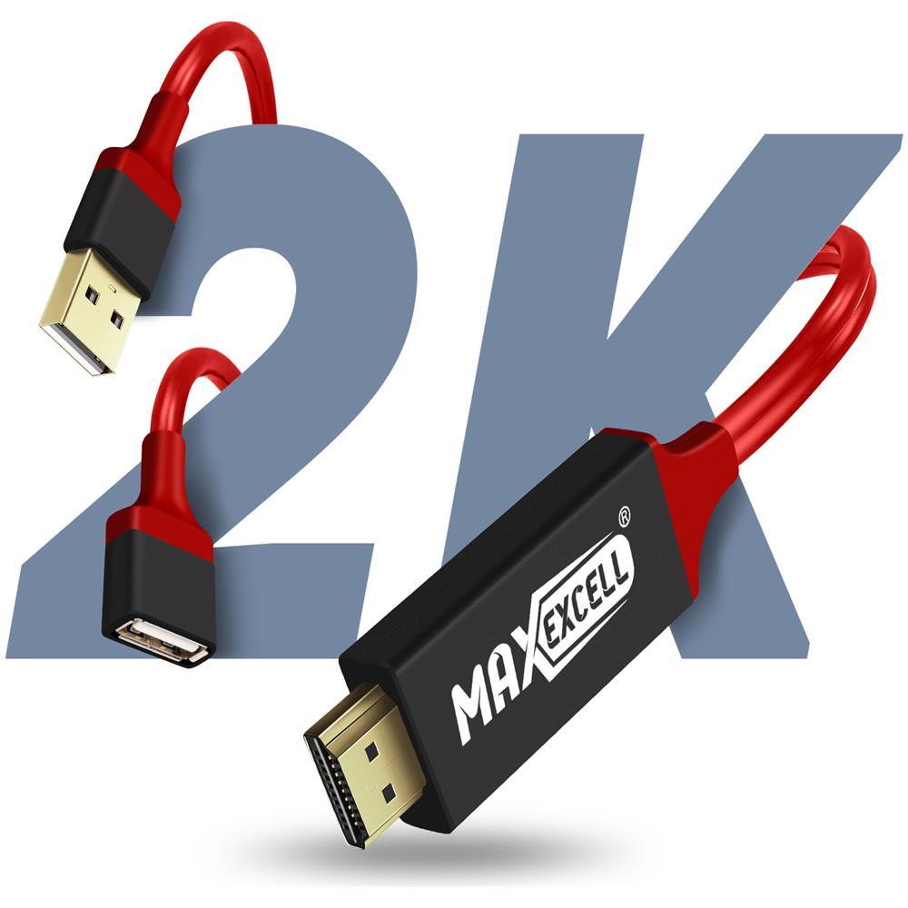 Cavo Usb Femmina Mhl A Hdmi Maschio + Usb Maschio Hd 2k Max Excell Nero / Rosso - Foto 2