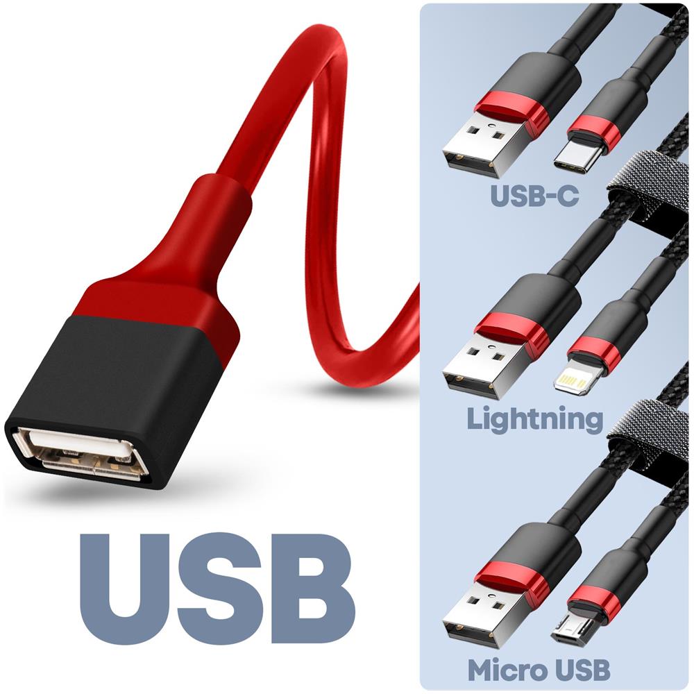 Cavo Usb Femmina Mhl A Hdmi Maschio + Usb Maschio Hd 2k Max Excell Nero / Rosso - Foto 5