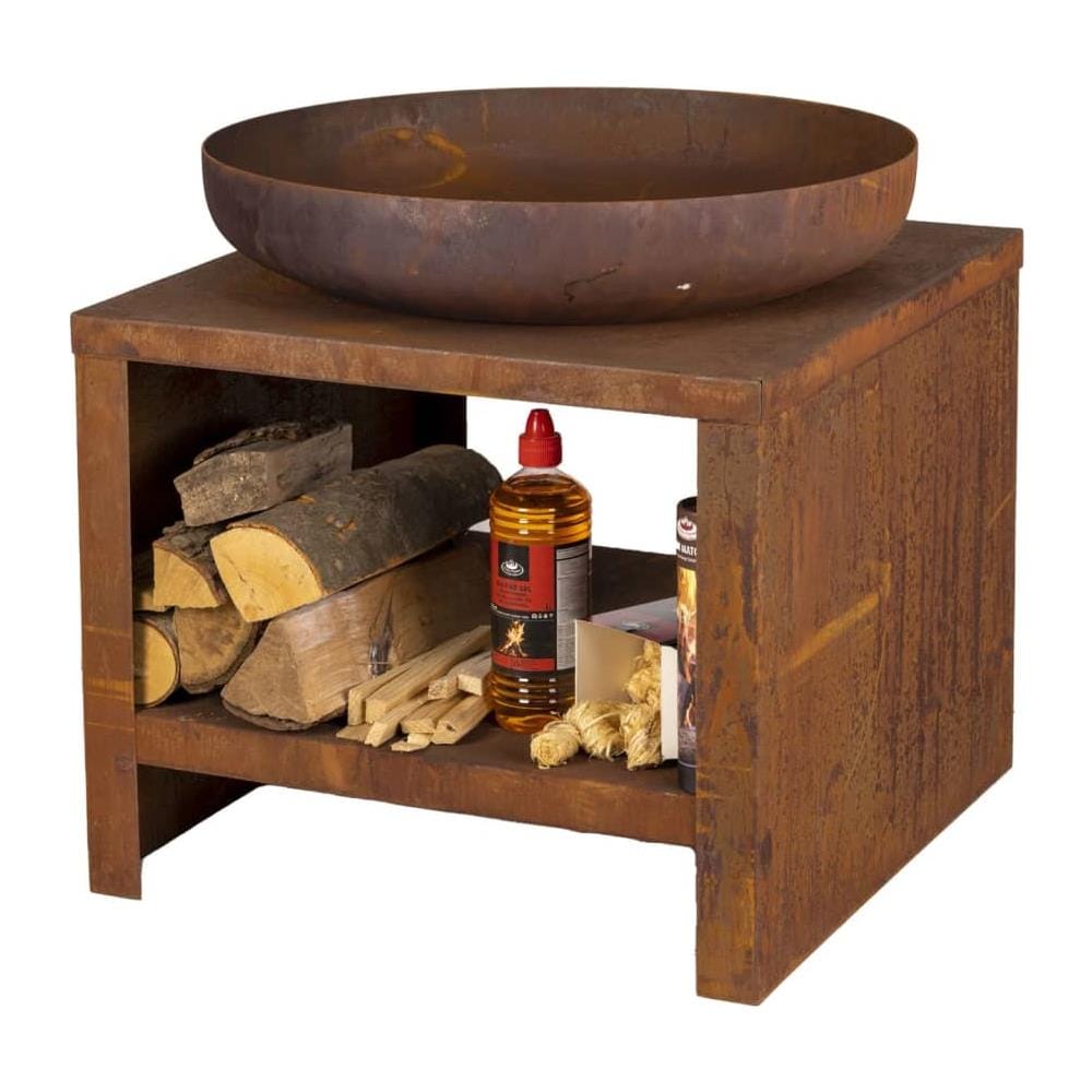 Braciere Con Spazio Per Deposito Legna 62 Cm Ruggine - Foto 3