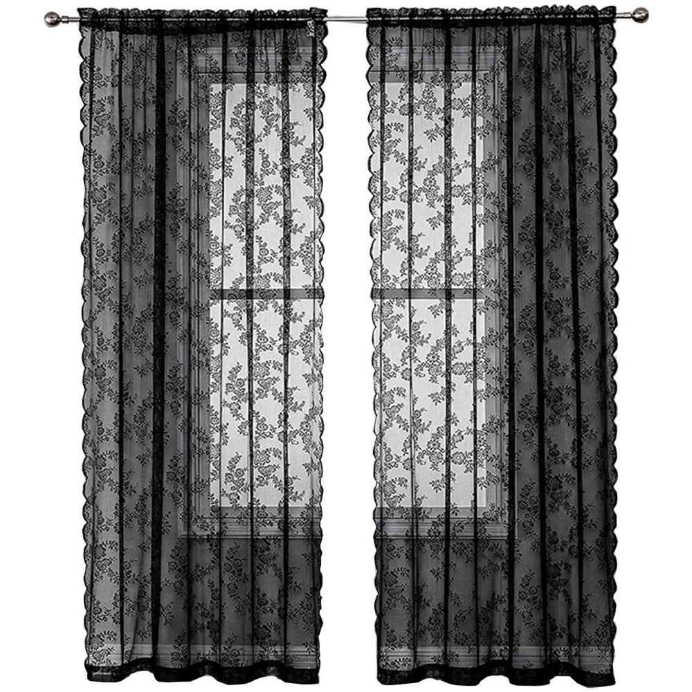 Tende In Pizzo Nero 2 Pezzi Black - Foto 1