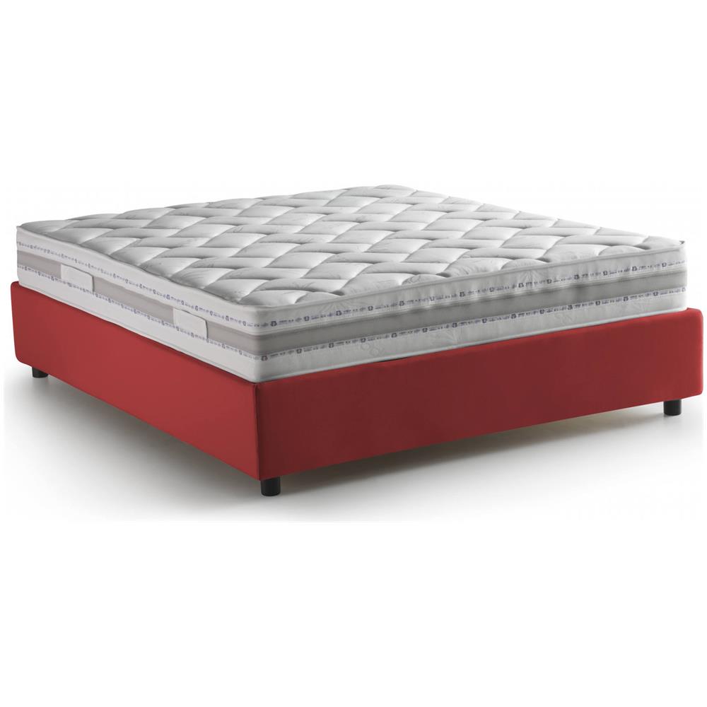TALAMO ITALIA Letto Matrimoniale Azzurra Letto Contenitore Con Rivestimento In Tessuto 100% Made In Italy Apertura Frontale Adatto Per Materasso Cm 140x190 Rosso JV11791