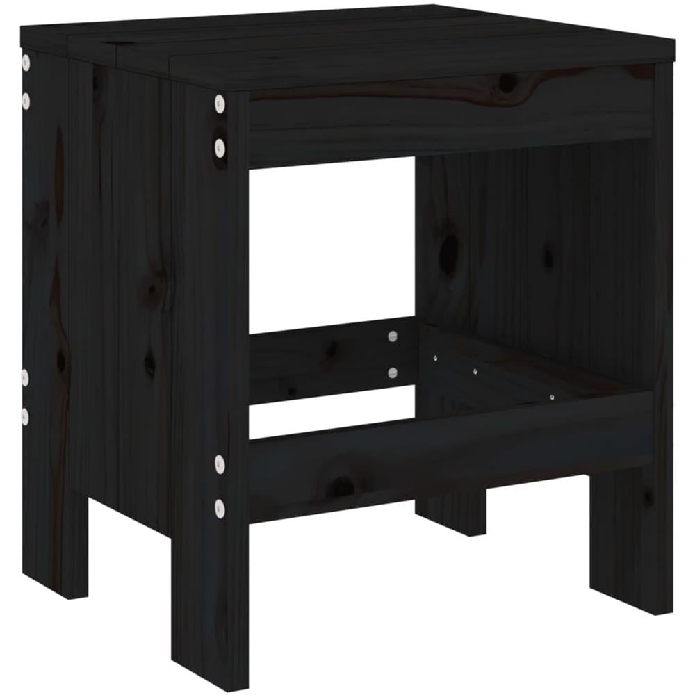 Sgabelli Da Giardino 2pz Neri 40x36x45cm Legno Massello Di Pino - Foto 3