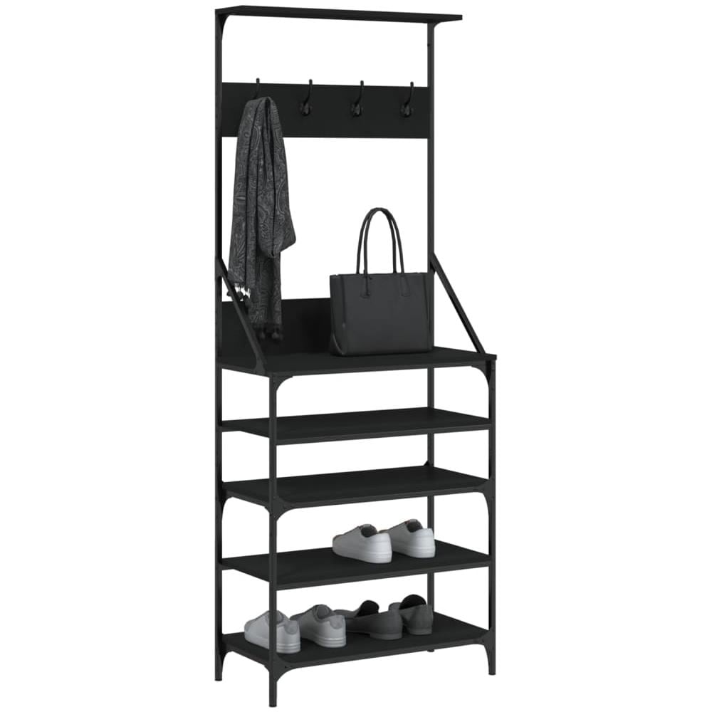 Appendiabiti Con Porta Scarpe Nero 70x34x184 Cm - Foto 3