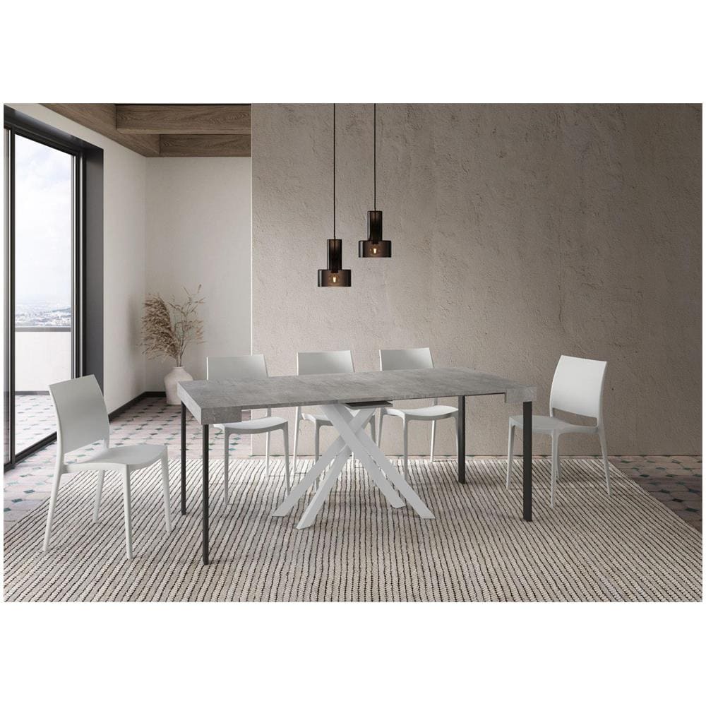 Consolle allungabile 90x40/196 cm Krack Small cemento gambe bianche - Foto 3