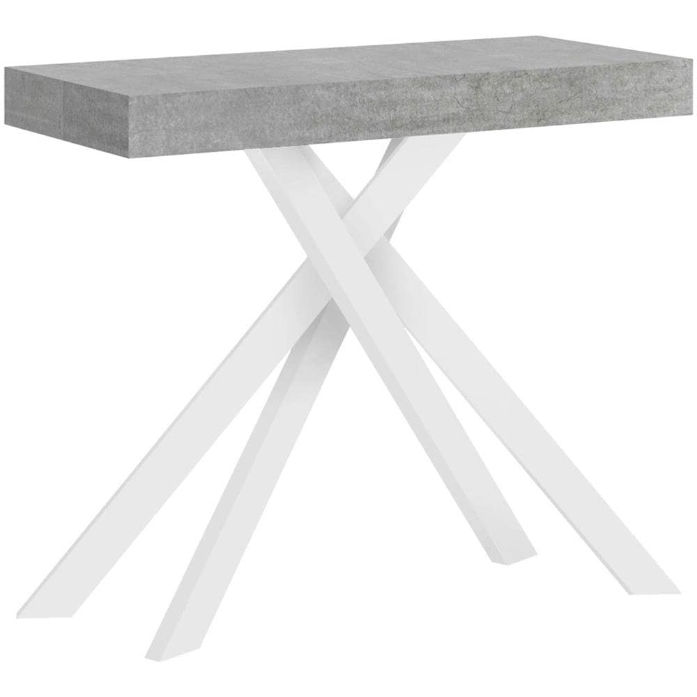 Consolle allungabile 90x40/196 cm Krack Small cemento gambe bianche - Foto 1