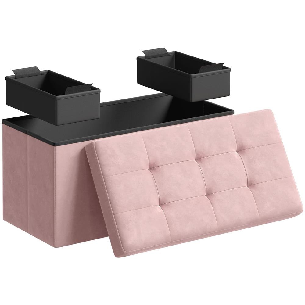 PUFA - LSF247R01 Pouf organizer in velluto MDF rosa pastello - Foto 2