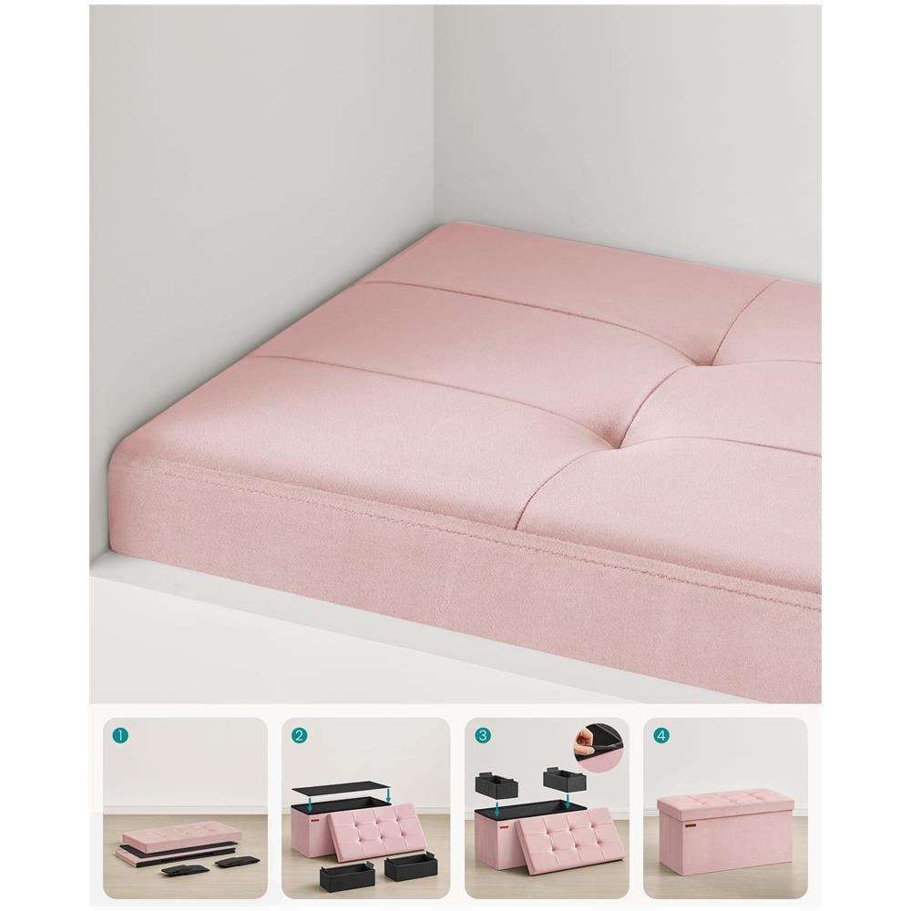 PUFA - LSF247R01 Pouf organizer in velluto MDF rosa pastello - Foto 7