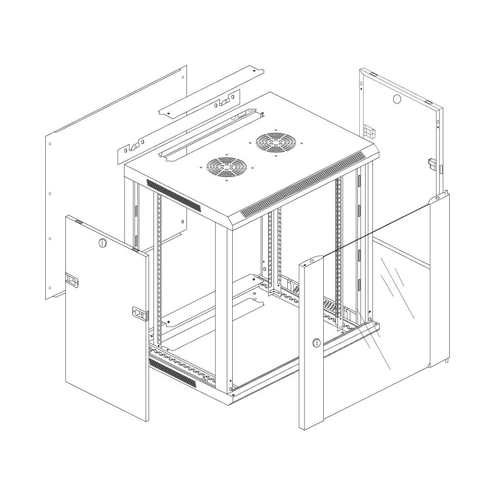 I-CASE EW-2006BKL - Armadio Rack 19'' a muro 6 unità sezione unica prof. 450mm Nero - Foto 9