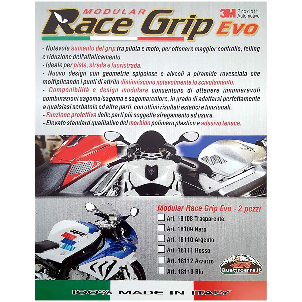 Protezione Serbatoio Antiscivolo Laterale per Moto Race Grip Evo, Trasparente, 16 x 5,5 cm, 2 Pezzi - Foto 2