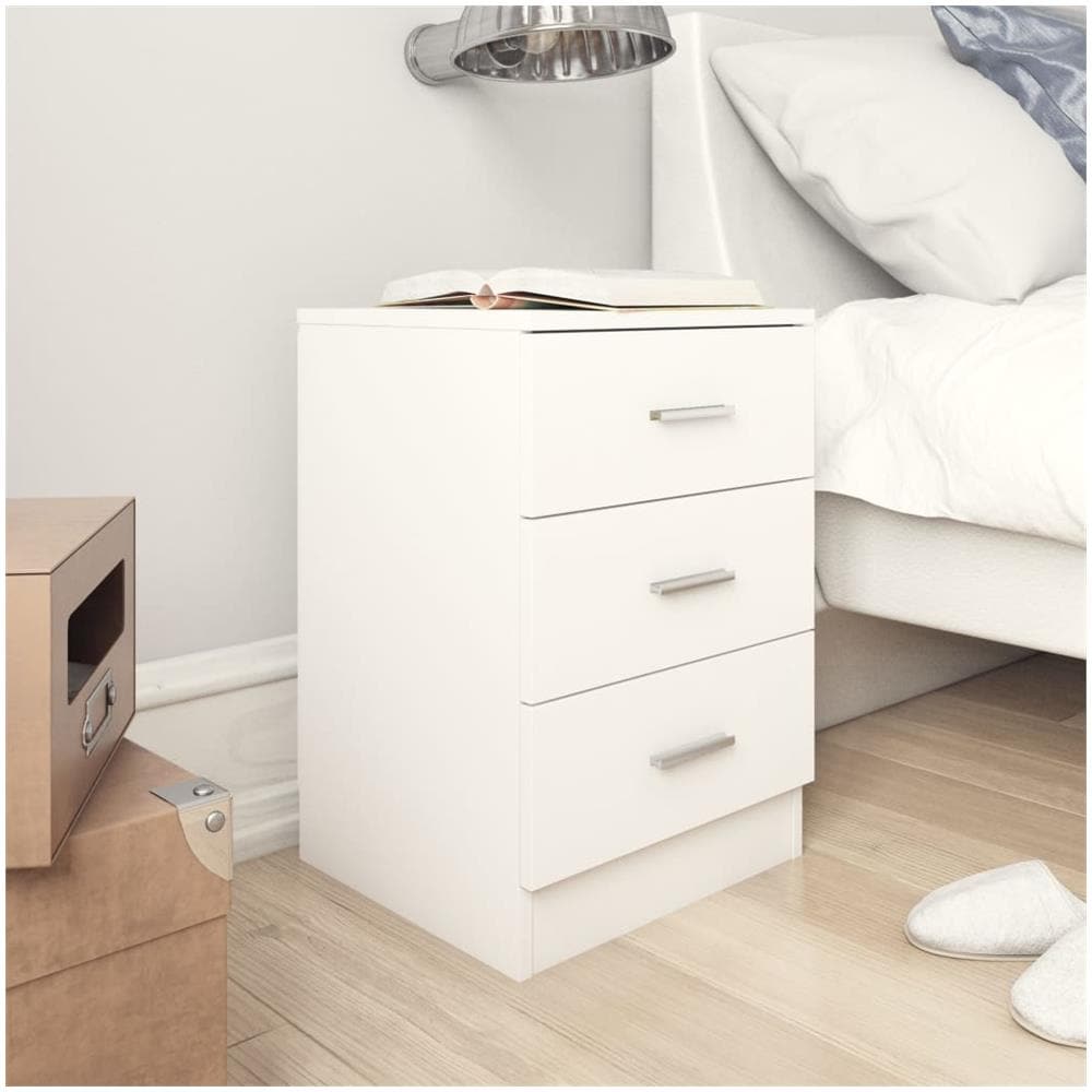 Comodino Bianco 38x35x56 cm in Legno Ingegnerizzato - Foto 1